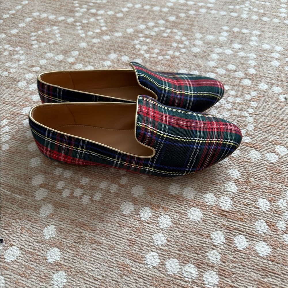 J. Crew Red and Green Plaid Loafers